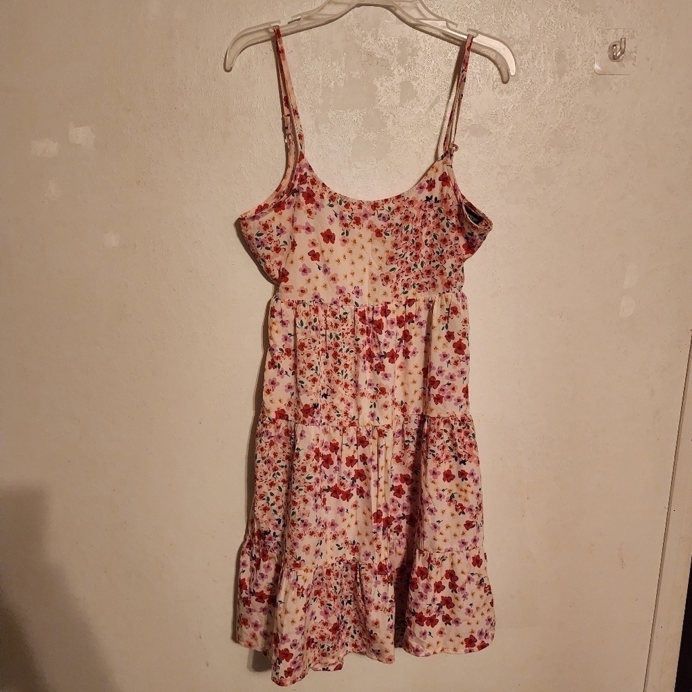 Wednesday's Girl Maternity Tiered Miini Cami Dress Pink Ditsy Floral Sz XS NWT
